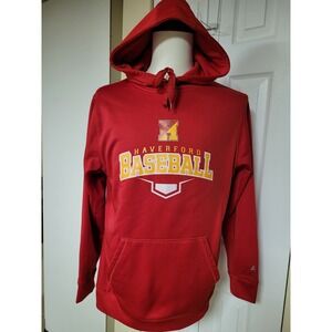 BSN Sports Haverford Baseball Hoodie Red Performance Sweatshirt Mens Medium